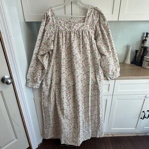 Vermont Country Store 100% Cotton Nightgown Traditional Women XL Cottage Pockets